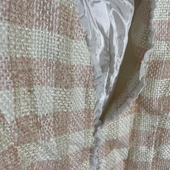 Tweed Checkered Plaid Holiday Elegant Party Frill Girly Work Business Art Jacket - Picture 4 of 7